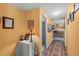 Hallway featuring a lamp table, carpet and paint that provide a warm ambiance at 2805 Olavet Ct, Valrico, FL 33596