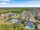 An aerial view of a neighborhood with winding roads and lush landscaping at 6130 Japonica Ct, New Port Richey, FL 34655