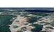 Aerial view showing neighborhood homes surrounded by dense trees and the property location highlighted in red, located near marshy land at 9161 Codel Loop, New Port Richey, FL 34654