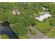 Aerial view of the community clubhouse surrounded by trees and the American flag at 9398 N Burnam Dr, Weeki Wachee, FL 34613