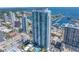 A partial aerial view of a residential tower with a marina in the background at 100 1St N Ave # 3104, St Petersburg, FL 33701
