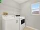 Well-equipped laundry room with washer, dryer, storage shelf, and a bright window at 11118 Running Pine Dr, Riverview, FL 33569