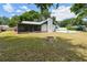 Backyard with fire pit and screened in patio, ideal for entertaining and relaxing outdoors at 2204 Jennifer Ln, Valrico, FL 33594