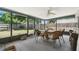Enclosed lanai with wicker chairs and table, perfect for entertaining at 2204 Jennifer Ln, Valrico, FL 33594