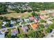 Aerial view featuring a home with a screened-in pool within a golf course community at 30314 Fairway Dr, Wesley Chapel, FL 33543