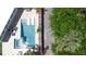 Overhead shot of a backyard pool and patio, landscaped for ultimate privacy at 7301 2Nd S Ave, St Petersburg, FL 33707