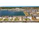 Aerial view of a new residential community with houses, a lake and lush landscaping at 7782 Sail Clover Ln, Zephyrhills, FL 33540