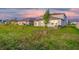 Large backyard with green grass and young trees and view of adjacent houses at 9893 Branching Ship Trce, Wesley Chapel, FL 33545