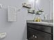 Bathroom features granite counters, sleek cabinets, and a decorative mirror at 10514 Scenic Hollow Dr, Riverview, FL 33578
