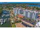 Aerial shot of waterfront condos with marina, pool, and beautiful landscaping at 1325 Snell Isle Ne Blvd # 911, St Petersburg, FL 33704