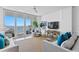 Bright living room with large windows, ocean view, comfortable seating, and stylish decor. A TV is also in the view at 1325 Snell Isle Ne Blvd # 911, St Petersburg, FL 33704