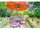 Inviting patio area with an umbrella, table and chairs, perfect for outdoor dining and relaxation at 4215 Water Oaks Ln, Tampa, FL 33618