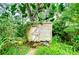 Charming backyard shed surrounded by lush greenery, providing ample storage and a touch of rustic charm at 4215 Water Oaks Ln, Tampa, FL 33618