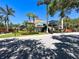 A view of the community building surrounded by lush greenery, with palm trees, on a sun-drenched day at 1003 Teal Pointe, Tarpon Springs, FL 34689