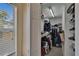 View into an organized walk-in closet, featuring shelving, and racks for clothing storage at 13421 Sydney Rd, Valrico, FL 33594