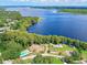 Aerial view of community with lake access, pool, and recreation at 1575 Wicklow Dr, Palm Harbor, FL 34684