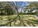 A shot of trees and a grassy lawn in the back yard, with a small area of the house visible at 16044 Stur St, Brooksville, FL 34604