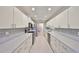 Modern kitchen with white cabinetry, stainless steel appliances, and a stylish backsplash at 2509 Locksley St # 237, Sun City Center, FL 33573