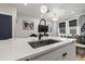 Bright kitchen island boasts sleek design, enhancing the open layout and modern aesthetic of the living space at 2810 N Florida Ave, Tampa, FL 33602
