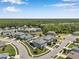 A high aerial view showcasing a neighborhood surrounded by nature and a beautiful blue sky at 8226 Summer Brook Ct, Land O Lakes, FL 34638
