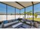 Relaxing outdoor patio with comfortable seating and view of a well-maintained backyard with white fence at 8226 Summer Brook Ct, Land O Lakes, FL 34638
