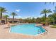 Resort-style pool surrounded by palm trees, lounge chairs, and lush landscaping at 8226 Summer Brook Ct, Land O Lakes, FL 34638