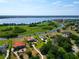 Aerial shot of luxury homes along a river with lake views, showcasing landscaping and community layout at 10509 Broadland Pass, Thonotosassa, FL 33592