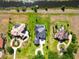 Overhead aerial view of luxurious estates, each with unique architecture, private pools, and manicured lawns at 10509 Broadland Pass, Thonotosassa, FL 33592