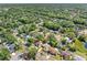 Scenic aerial view of a neighborhood with lush greenery, charming homes, and winding roads at 15307 Summerwind Dr, Tampa, FL 33624