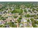 Aerial view captures a quiet neighborhood with mature trees, well-kept homes, and refreshing pools at 15307 Summerwind Dr, Tampa, FL 33624