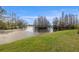 Picturesque pond view with island trees and lush green surroundings, offering a serene natural landscape at 16512 Brigadoon Dr, Tampa, FL 33618