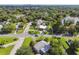 Aerial view of a residential neighborhood surrounded by lush greenery and a scenic lake in the distance at 7000 14Th N St, St Petersburg, FL 33702