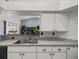 Bright kitchen featuring stainless steel sink, neutral countertops and white cabinetry at 8702 Pinafore Dr, New Port Richey, FL 34653