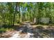 A long, wooded driveway leads to the property, surrounded by lush trees and foliage at 9019 Stone Dr, Webster, FL 33597
