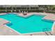 Inviting community pool and patio area surrounded by lovely, mature trees and landscaping at 10135 Post Harvest Dr, Riverview, FL 33578