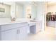 Bright bathroom boasting double vanity sinks, spacious countertop, and walk-in closet access at 13246 Twin Bridges Dr, Riverview, FL 33579