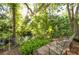 Backyard has a wooden seating platform and a natural landscape with a stream at the edge of the property at 1880 Belleair Rd, Clearwater, FL 33764
