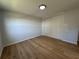 This bedroom features a closet, neutral paint color, ceiling light and light, wood-look flooring at 34141 Tree Lake Dr, Wesley Chapel, FL 33543