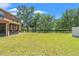 Large backyard featuring a well-maintained lawn and mature trees at 7102 W Creek Dr, Tampa, FL 33615
