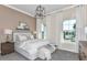Relaxing bedroom featuring a luxurious bed with white linens, two windows, and neutral tones for a peaceful ambiance at 11423 Shoreline Trl, Parrish, FL 34219