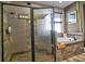 Bathroom featuring walk-in shower and a large tub at 1704 Via Palermo St, Plant City, FL 33566