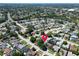 Extensive aerial shot emphasizing the location of the property within a developed community at 2366 Covington Dr, Clearwater, FL 33763