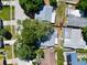 Birds-eye view of the home showcasing its lot and proximity to surrounding houses at 2366 Covington Dr, Clearwater, FL 33763