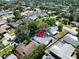 Overhead shot of the home and neighborhood, marked with a pin for easy location at 2366 Covington Dr, Clearwater, FL 33763