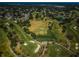 Scenic aerial view of a lush golf course featuring manicured greens, water hazards, and tree-lined fairways at 2700 Westchester N Dr, Clearwater, FL 33761