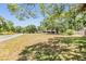 Spacious front yard with mature trees and a long driveway at 6821 Mary Lou Ln, Wesley Chapel, FL 33544