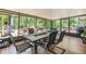 Relaxing enclosed patio with a dining area overlooking the backyard, great for enjoying the outdoors at 6821 Mary Lou Ln, Wesley Chapel, FL 33544