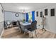 Cozy dining room with modern decor, blue accent wall, stylish furniture, and natural light at 7714 Bayleaf Dr, Hudson, FL 34667