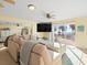 Cozy living room with sliding glass doors to the ocean at 8030 Manasota Key Rd, Englewood, FL 34223