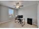 Bright bedroom with natural light, ceiling fan, and neutral walls provides a calm and comfortable space at 15718 Fort Island Pl, Sun City Center, FL 33573